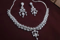 Silver CZ necklace set with matching earrings in elegant design

