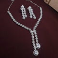 Silver CZ necklace set with Austria-style diamond stones and matching earrings

