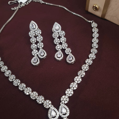Austrian Spark CZ Silver Necklace Set