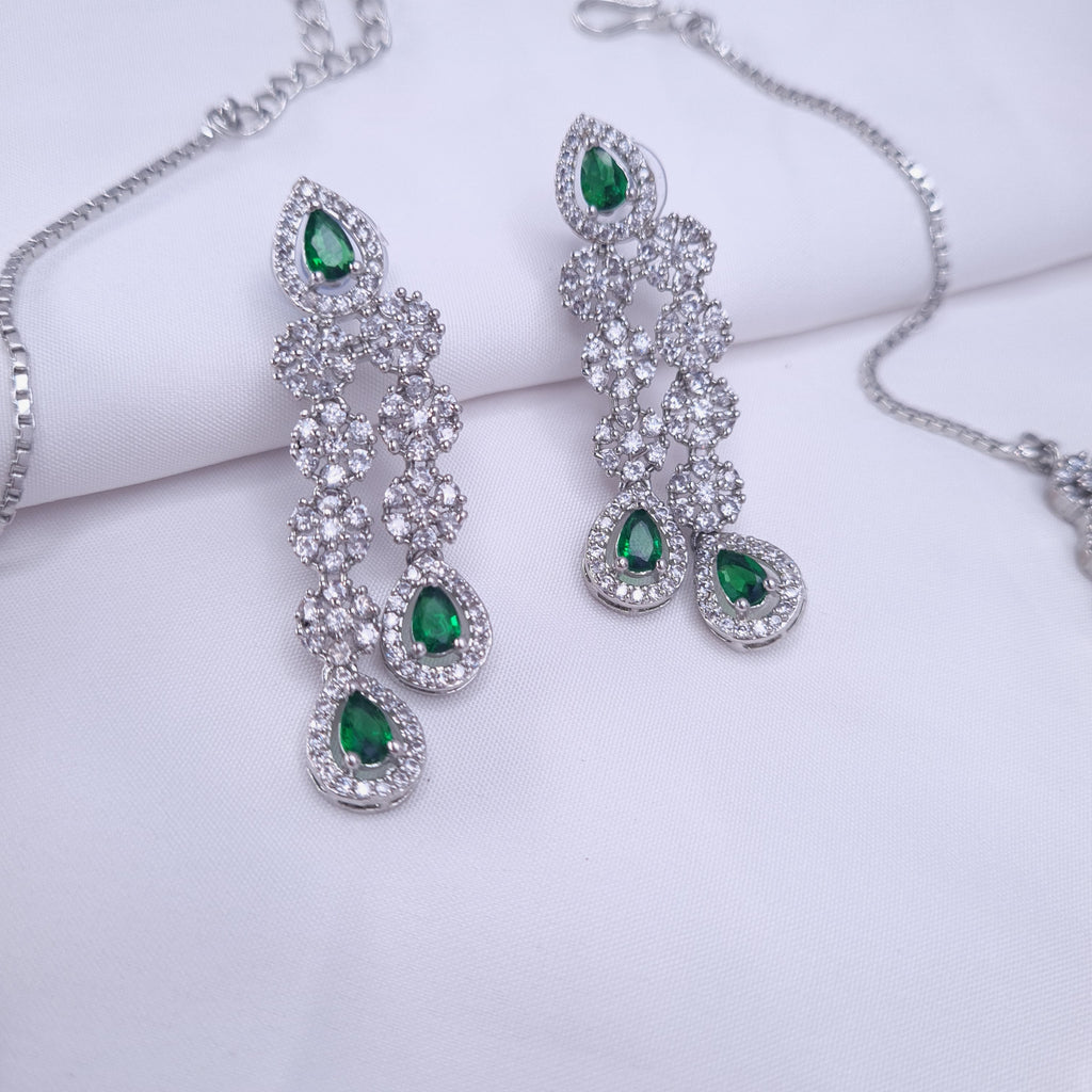 Austrian Spark CZ Silver Necklace Set
