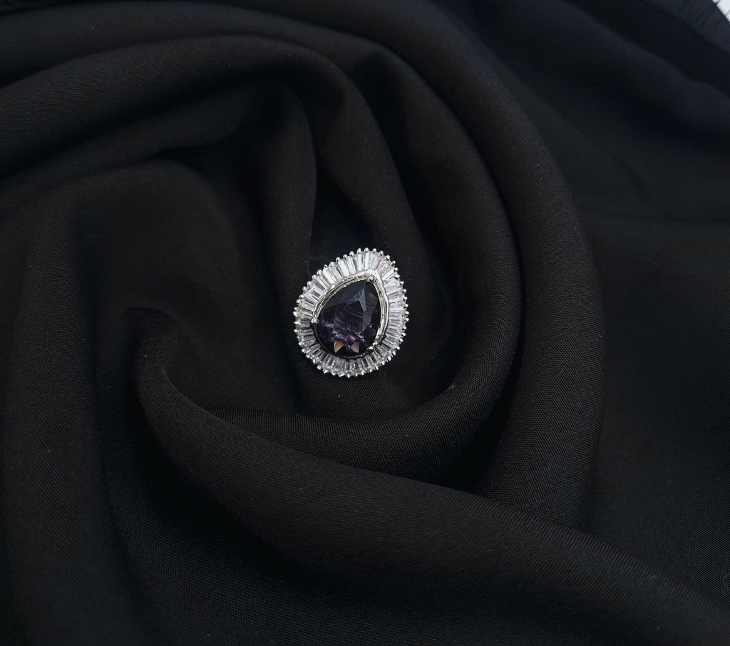 Silver AD Purple Stone Ring