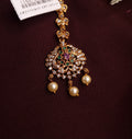 Meenakshi Floral Maang Tikka in antique copper with pearl drops