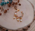 Royal Drop CZ Nose Ring with Pearls & Meena Detail
