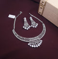 Silver AD necklace with American Diamond stones in elegant setting

