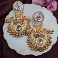 Dual tone Afghani-style earrings with silver and gold finish in tribal design

