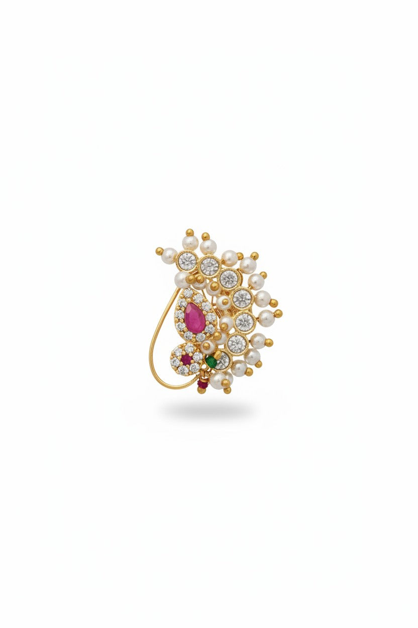 ivvati shloka ad pearl maharashtrian nath stone nose pin traditional jewellery