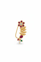 ivvati vanika floral leaf maharashtrian nath traditional nose pin women