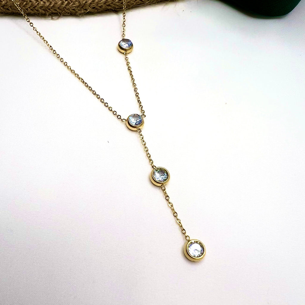 Cascade Shine Necklace – 18K Gold Plated with CZ Stones