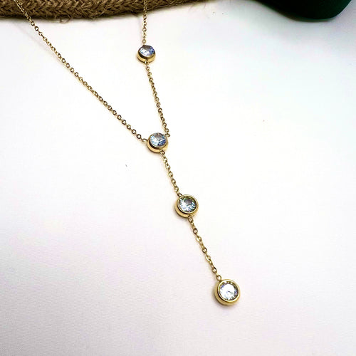 Cascade Shine Necklace – 18K Gold Plated with CZ Stones