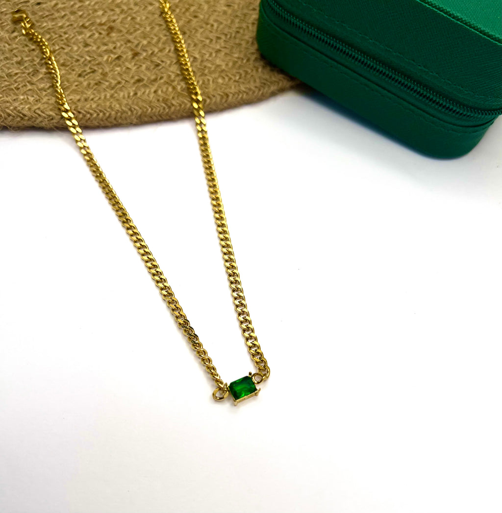 Emerald Shine Chunky Chain – 18K Gold Plated Statement Necklace
