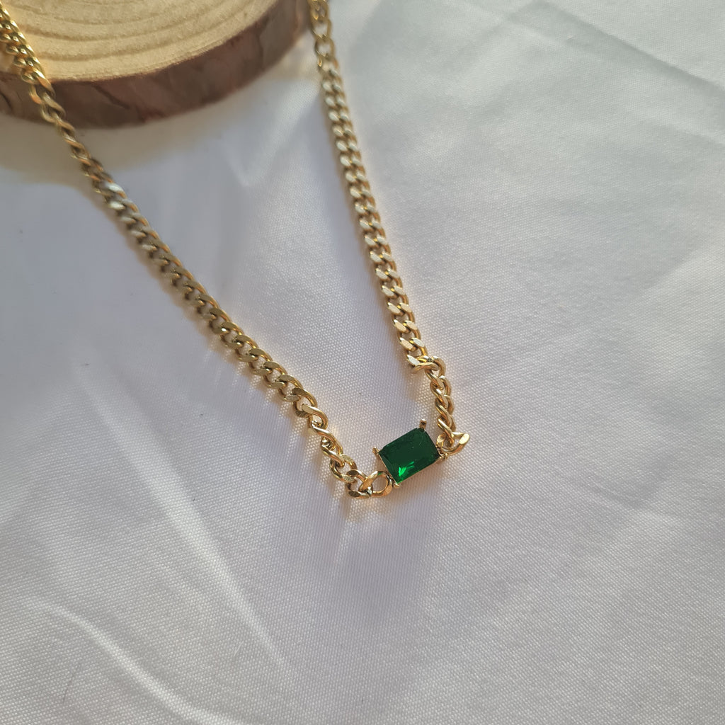 Emerald Shine Chunky Chain – 18K Gold Plated Statement Necklace