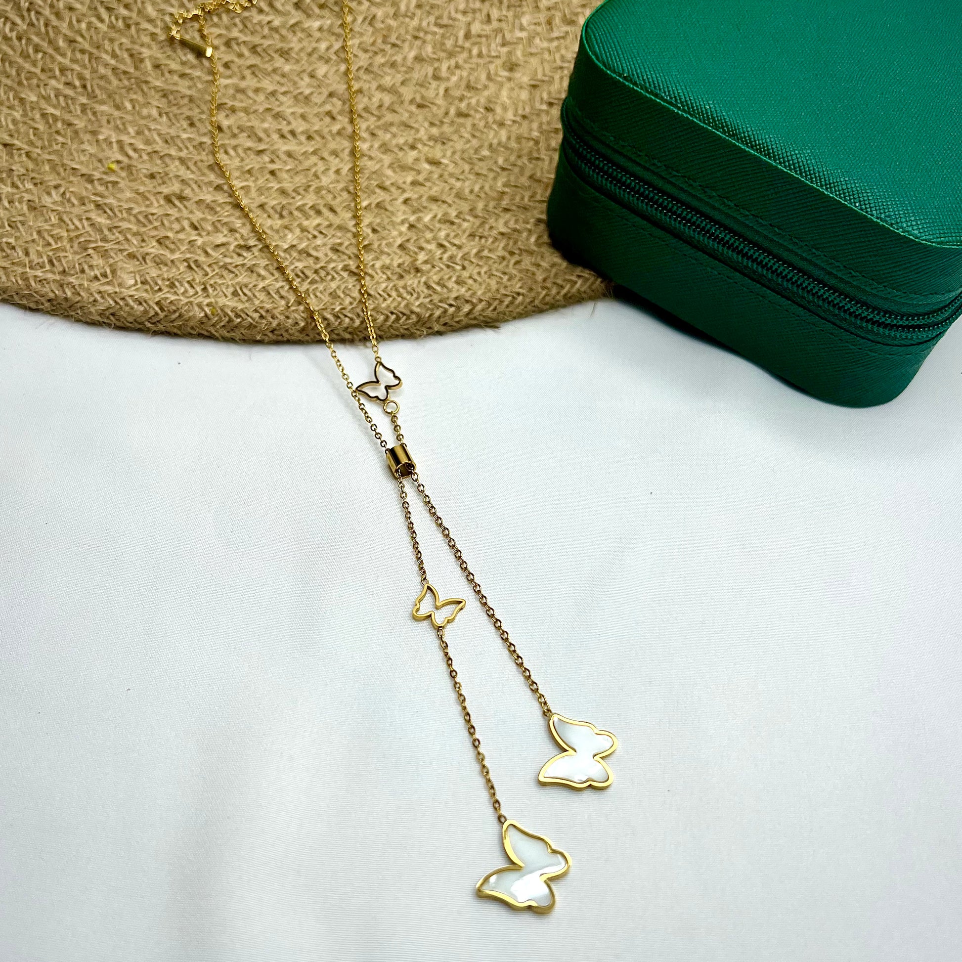 Adjustable Butterfly Pendant Chain – 18K Gold-Plated Jewellery