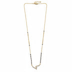 American Diamond Mangalsutra for Women | Black Bead V Shape Pendant | Ivvati