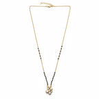 American Diamond Mangalsutra for Women | Black Bead CZ Cluster Pendant | Ivvati