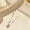 American Diamond Mangalsutra for Women | Black Bead CZ Cluster Pendant | Ivvati
