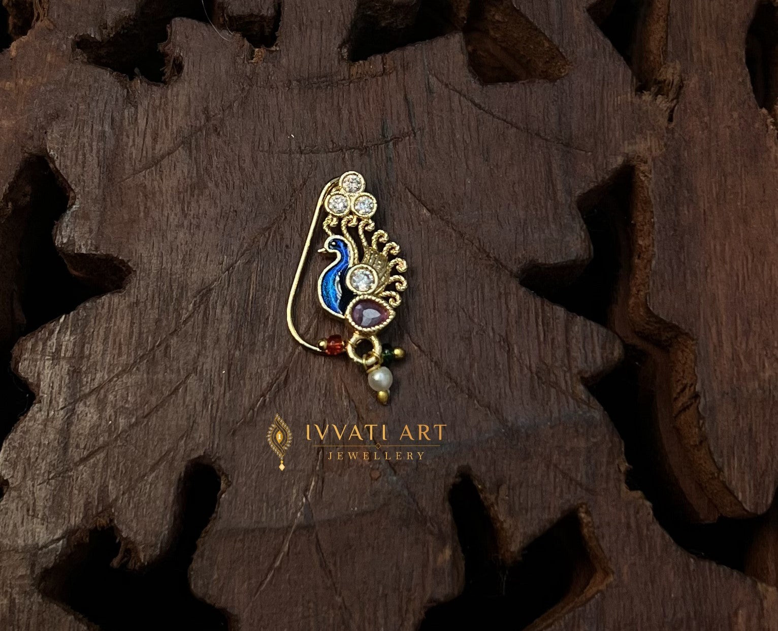ivvati morika maharashtrian nath peacock nose pin traditional jewellery