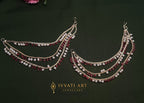 ivvati pearl ruby kaanchain ear chain traditional jewellery for women