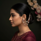 ivvati pearl ruby kaanchain ear chain traditional jewellery for women