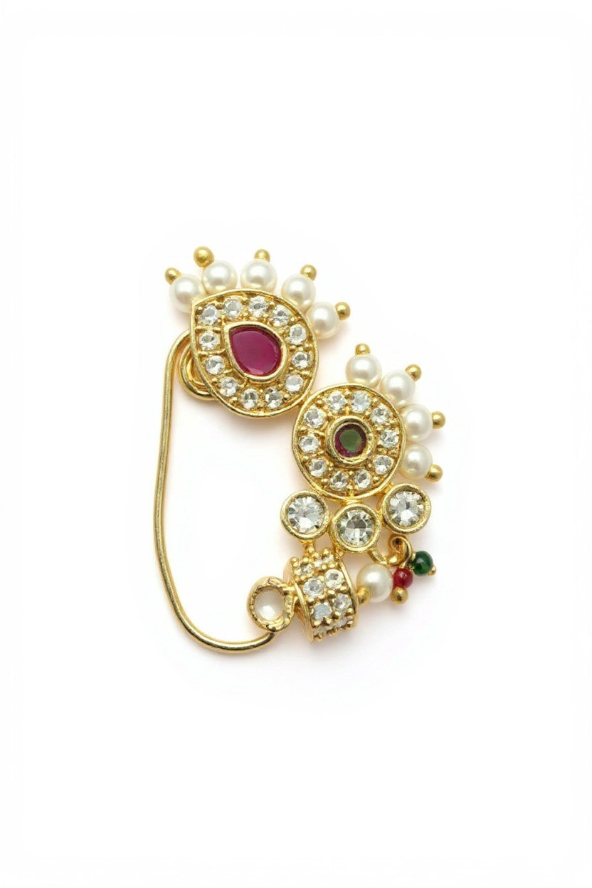 ivvati chandrika round ad maharashtrian nath pearl traditional nose pin