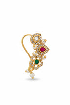 ivvati devika vertical stone maharashtrian nath pearl nose pin women