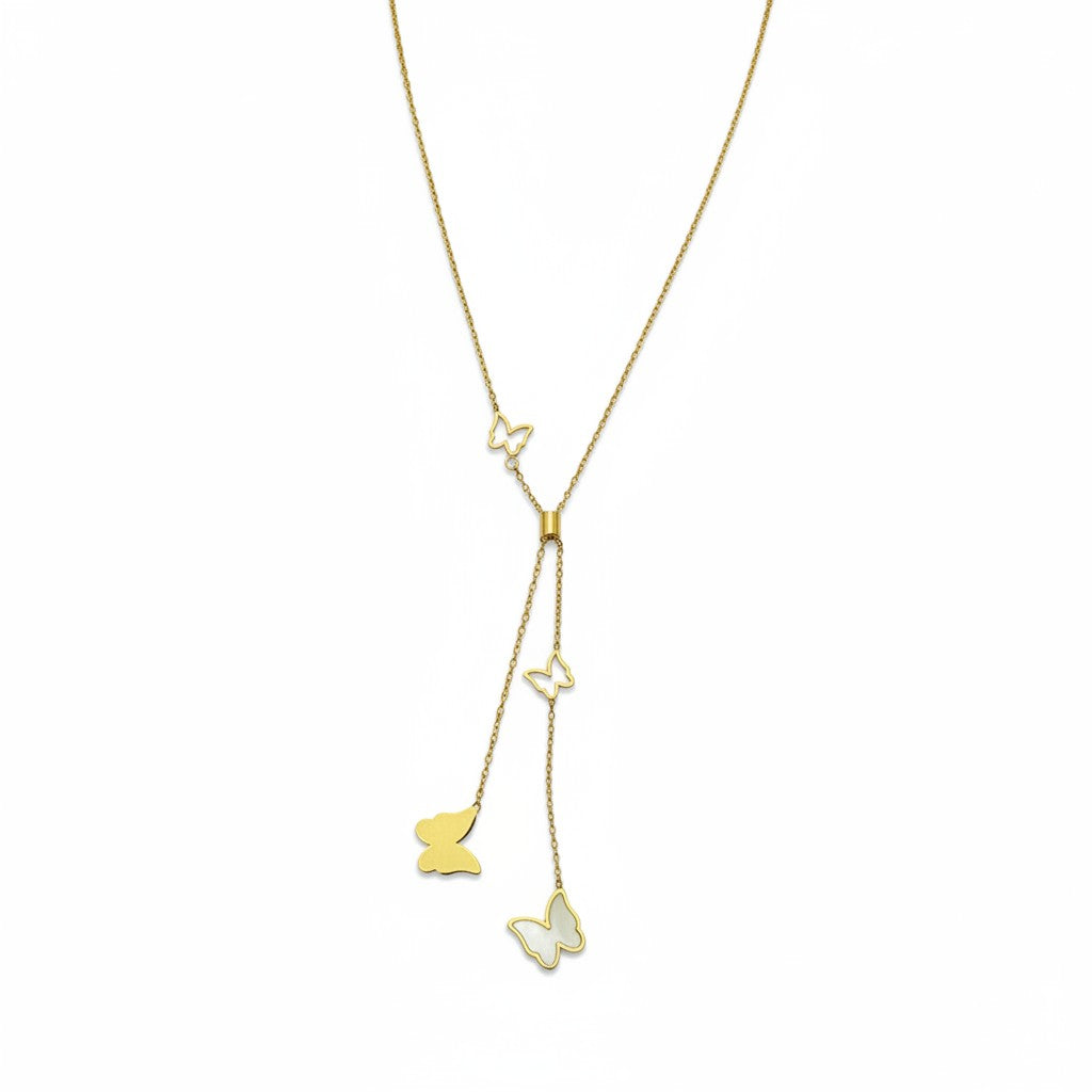 Anti tarnish butterfly lariat necklace for women with adjustable Y design