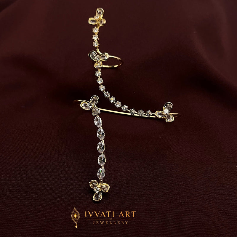 Aurora Vine CZ Haath Cuff jewellery - Hand Jewellery | Ivvati Art Jewellery