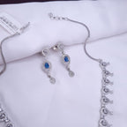 Azure Glow CZ Silver Necklace jewellery - JEWELLERY SET | Ivvati Art Jewellery