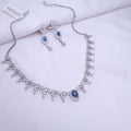 Azure Glow CZ Silver Necklace jewellery - JEWELLERY SET | Ivvati Art Jewellery