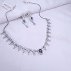 Azure Glow CZ Silver Necklace jewellery - JEWELLERY SET | Ivvati Art Jewellery