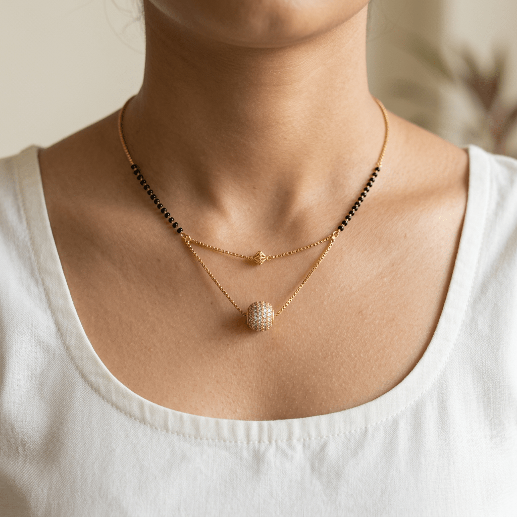 Beaded Mangalsutra for Women – Gold Designer Daily Wear | Ruhani jewellery - Mangalsutra | Ivvati Art Jewellery
