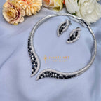 Ivvati Black Stone American Diamond Necklace Set for Party & Evening Wear jewellery - CZ Necklace | Ivvati Art Jewellery