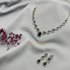 Blue Royale Necklace Set with Silver Diamond Finish – Ivvati Art Jewellery jewellery - CZ Necklace | Ivvati Art Jewellery