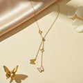 Gold butterfly lariat necklace for women with multiple butterfly charms | Ivvati demi-fine jewellery
