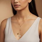 Butterfly Y necklace for women with gold and white butterfly details