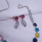 Celeste Luxe Multicolour CZ Necklace jewellery - JEWELLERY SET | Ivvati Art Jewellery