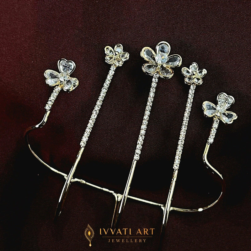 Celestia Bloom CZ Haath Cuff jewellery - Bracelet | Ivvati Art Jewellery