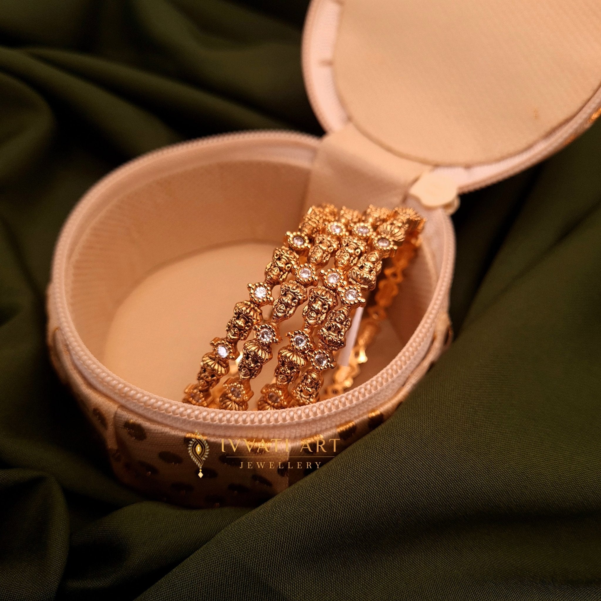 Chandrika Zircon Gold Finish Bangles jewellery - Bangles | Ivvati Art Jewellery