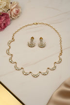 Chandrika Kundan Haar Necklace Set with Stud Earrings (Gold Plated)