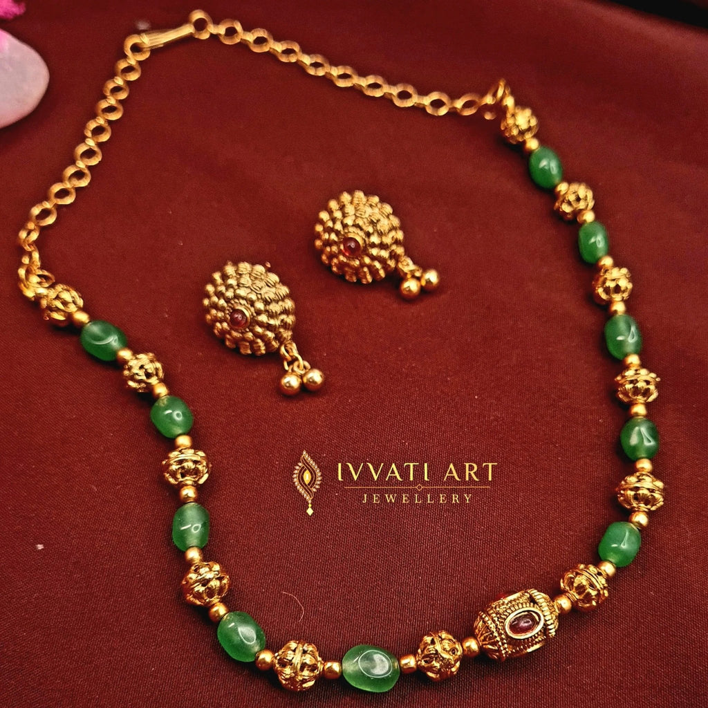 Copper Green Mala Necklace jewellery - Copper | Ivvati Art Jewellery