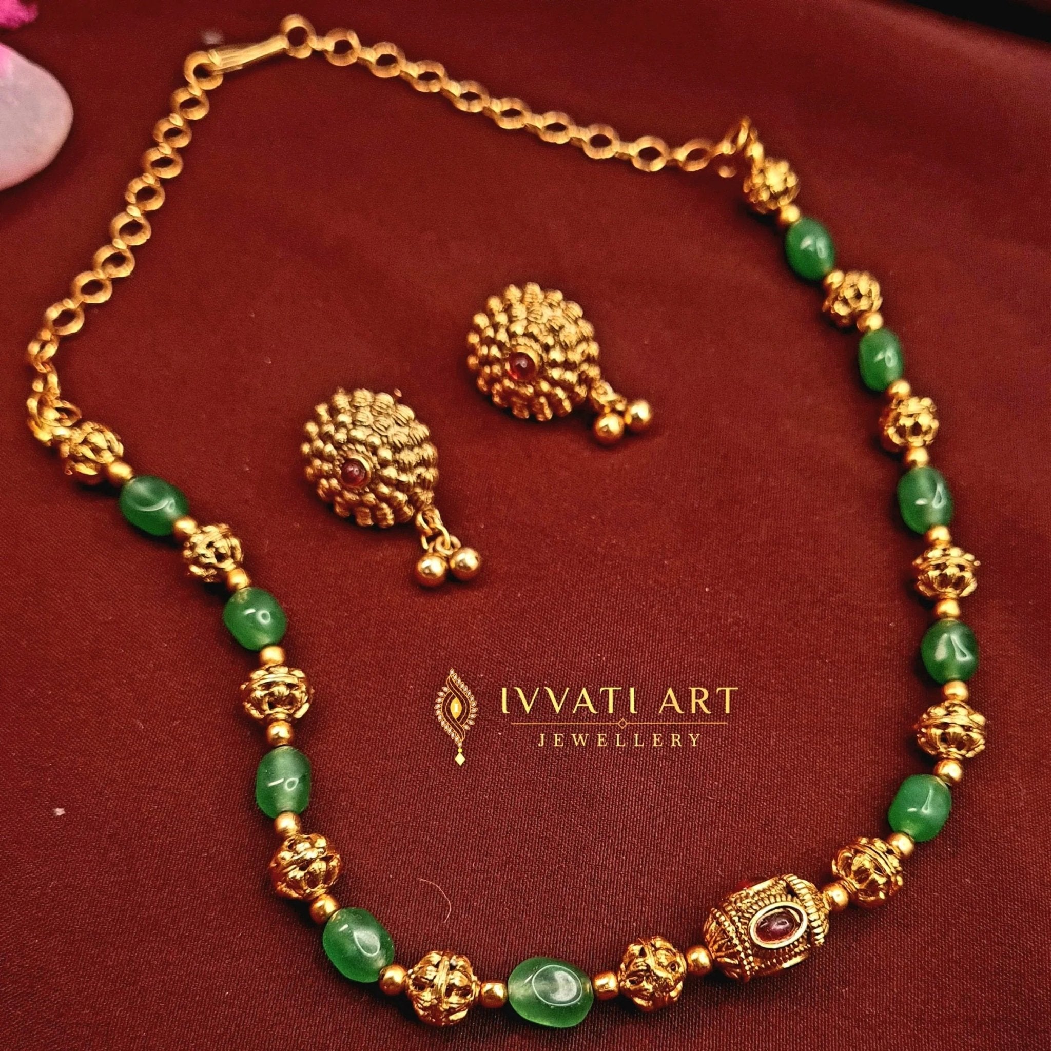 Copper Green Mala Necklace jewellery - Copper | Ivvati Art Jewellery