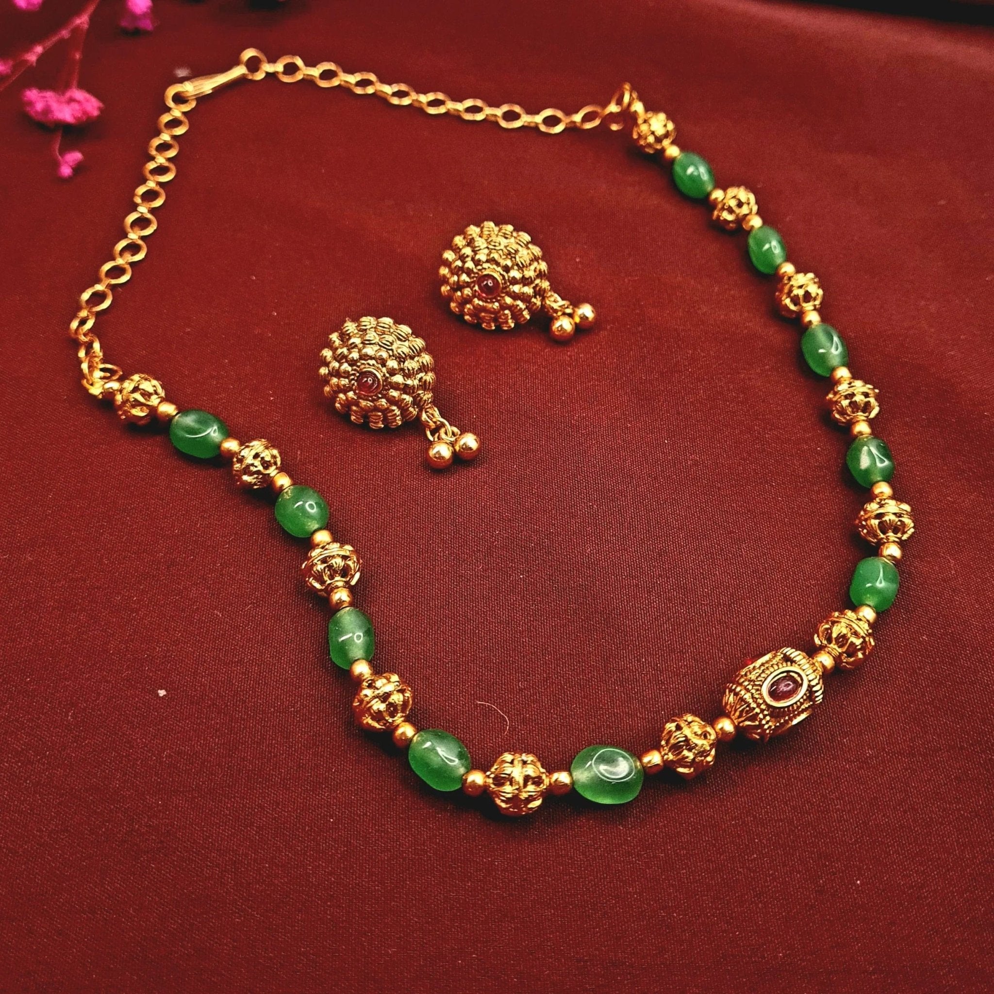 Copper Green Mala Necklace jewellery - Copper | Ivvati Art Jewellery