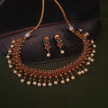 Copper Pearl Drop Necklace Set jewellery - Copper | Ivvati Art Jewellery