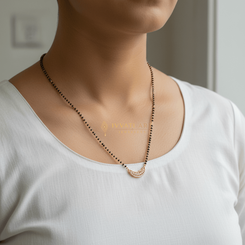 Crescent Mangalsutra for Women – Gold Daily Wear | Chandrika jewellery - Mangalsutra | Ivvati Art Jewellery