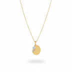 Crescent moon pendant necklace in gold with sparkling stone accents for women