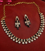 CZ & Black Stone Necklace Set jewellery - GOLD | Ivvati Art Jewellery