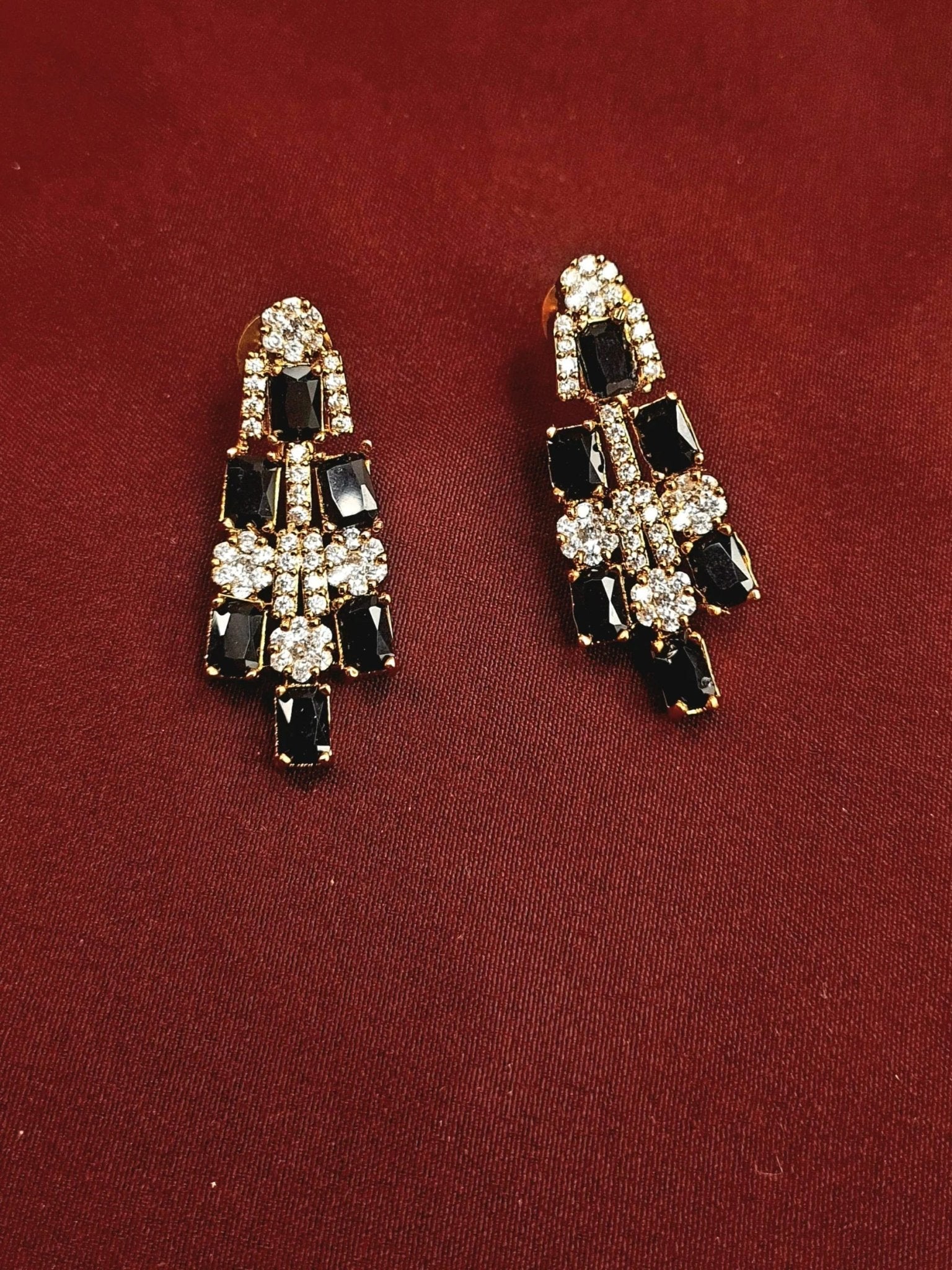 CZ & Black Stone Necklace Set jewellery - GOLD | Ivvati Art Jewellery