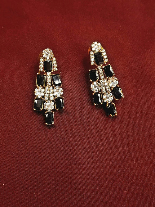 CZ & Black Stone Necklace Set jewellery - GOLD | Ivvati Art Jewellery
