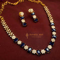 CZ Blue Emerald Necklace Set jewellery - GOLD | Ivvati Art Jewellery