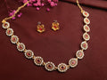 CZ Copper Necklace Set with Ruby Stones jewellery - Copper | Ivvati Art Jewellery