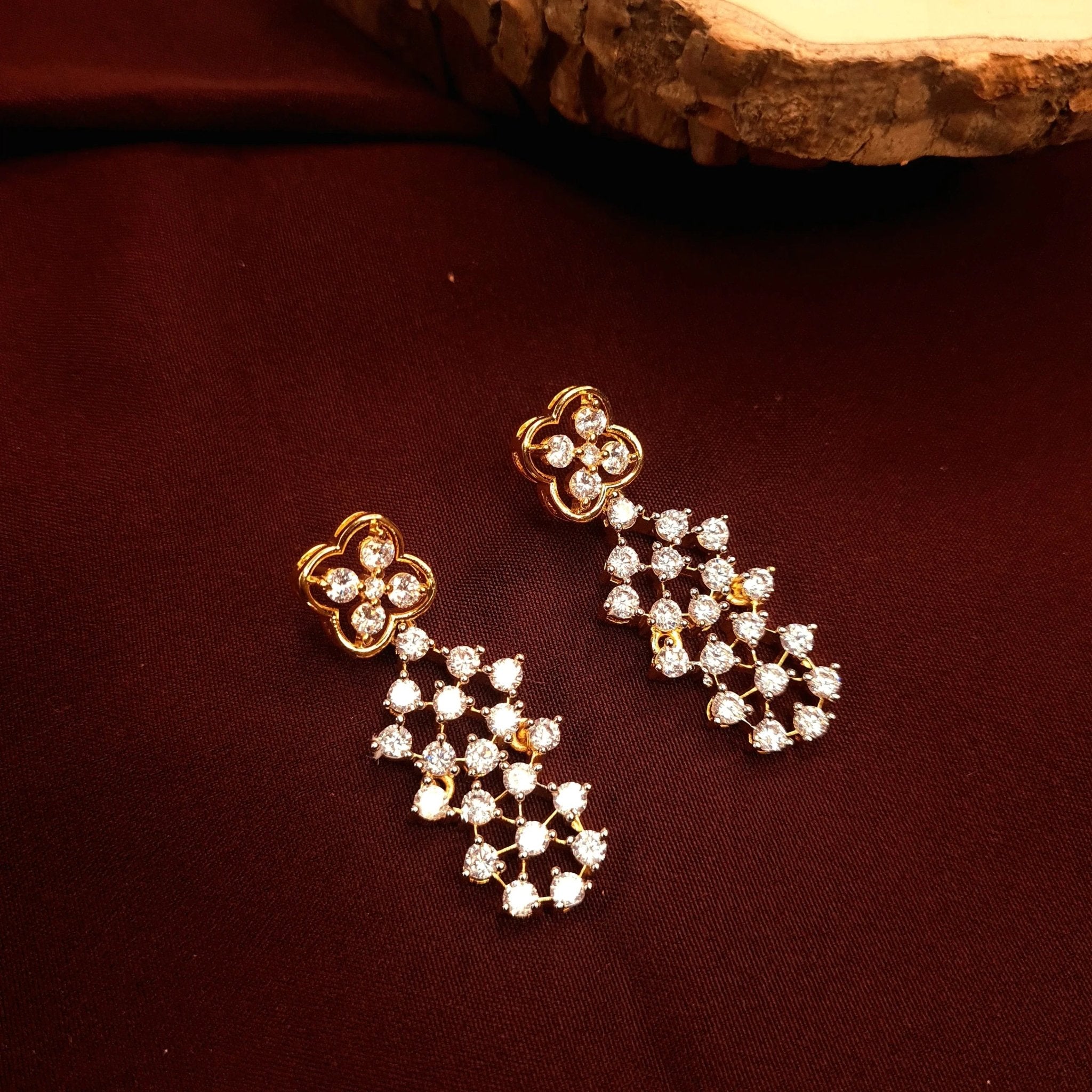 CZ Diamond Necklace Set jewellery - GOLD | Ivvati Art Jewellery
